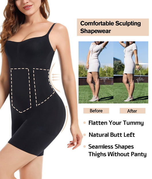 Reinforced-Panel Mid-Thigh Bodysuit