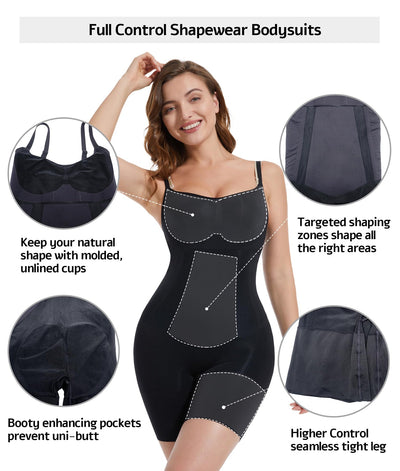 Reinforced-Panel Mid-Thigh Bodysuit