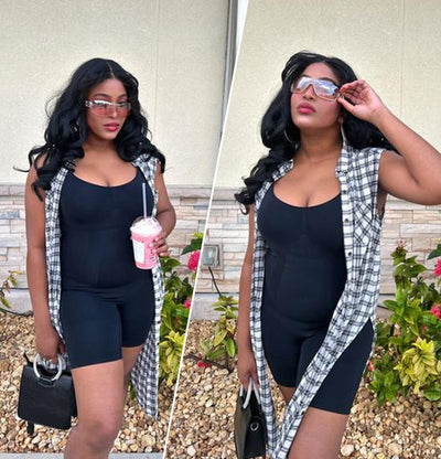 Reinforced-Panel Mid-Thigh Bodysuit