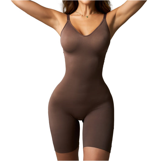 Fajas Invisible Bodysuit Mid-Thigh Microfiber Shaper Seamless Daily Shapewear & Top