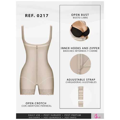 Colombian Fajas Mid Thigh Postpartum Body Shaper with Butt Lifter and Medium Compression