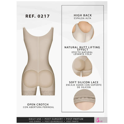 Fajas Mid Thigh Firm Compression Full Body Shaper for Women Butt Lifter Open Bust Postpartum Bodysuit Powernet