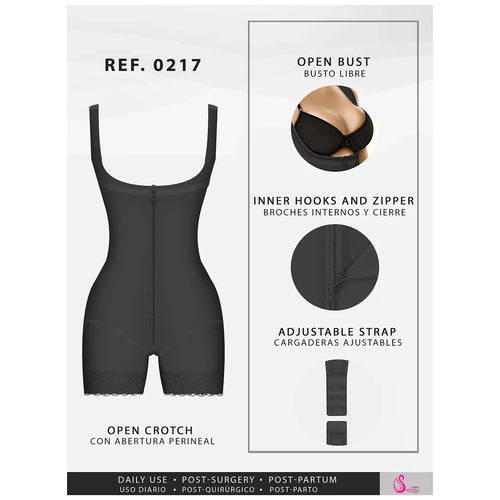 Colombian Fajas Mid Thigh Postpartum Body Shaper with Butt Lifter and Medium Compression