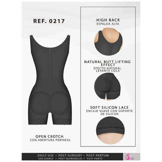 Fajas Mid Thigh Firm Compression Full Body Shaper for Women Butt Lifter Open Bust Postpartum Bodysuit Powernet
