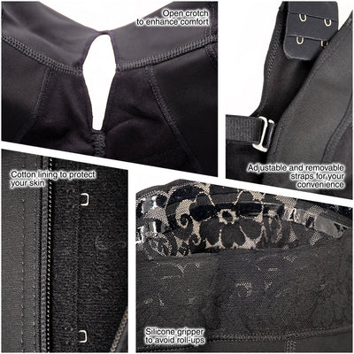 Fajas Mid Thigh Firm Compression Full Body Shaper for Women Butt Lifter Open Bust Postpartum Bodysuit Powernet