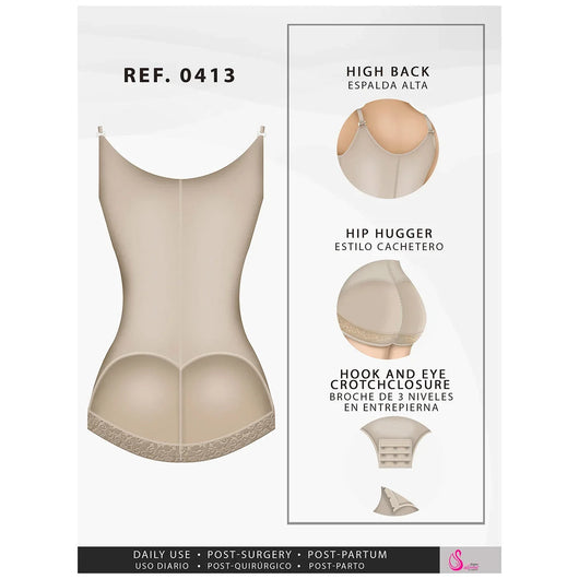 Fajas Butt Lifter Tummy Control Shapewear for Women Open Bust Hiphugger Bodysuit Powernet