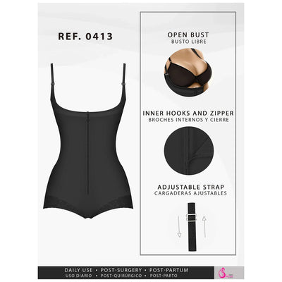 Fajas Butt Lifter Tummy Control Shapewear for Women Open Bust Hiphugger Bodysuit Powernet