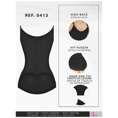 Fajas Butt Lifter Tummy Control Shapewear for Women Open Bust Hiphugger Bodysuit Powernet