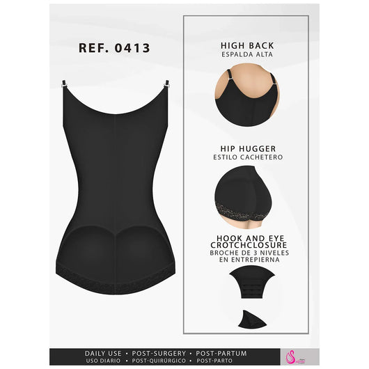 Fajas Butt Lifter Tummy Control Shapewear for Women Open Bust Hiphugger Bodysuit Powernet