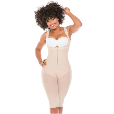 Fajas Post Surgery Stage 1 Butt Lifter Full Bodysuit Open Bust Knee Length Body Shaper for Women Powernet