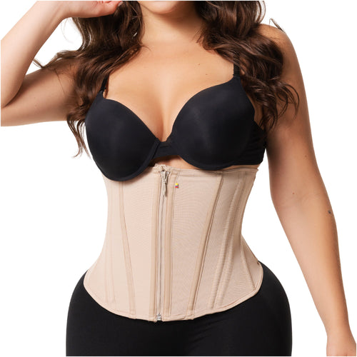 Corset Waist Cincher 15-Bone High Compression Zipper Closure Fajas Abdominal Smoothing