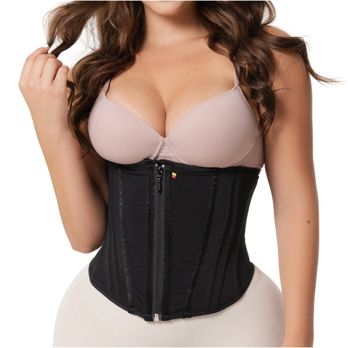 Corset Waist Cincher 15-Bone High Compression Zipper Closure Fajas Abdominal Smoothing