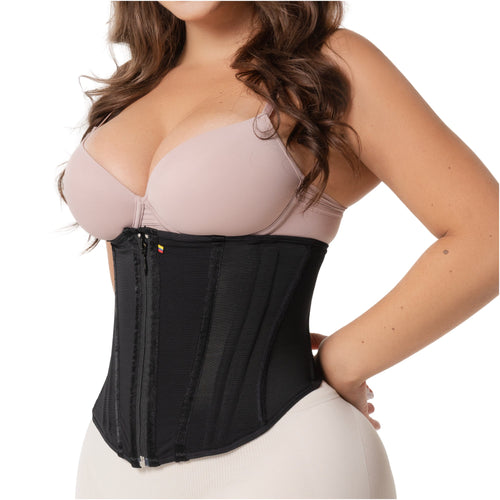 Corset Waist Cincher 15-Bone High Compression Zipper Closure Fajas Abdominal Smoothing