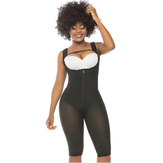 Fajas Post Surgery Stage 1 Butt Lifter Full Bodysuit Open Bust Knee Length Body Shaper for Women Powernet