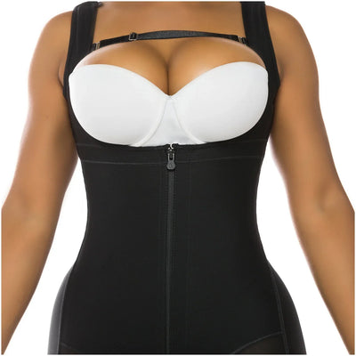 Fajas Post Surgery Stage 1 Butt Lifter Full Bodysuit Open Bust Knee Length Body Shaper for Women Powernet
