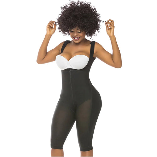 Fajas Stage 1 Post Surgery Bodysuit Knee Length Full Body Shaper for Women Powernet