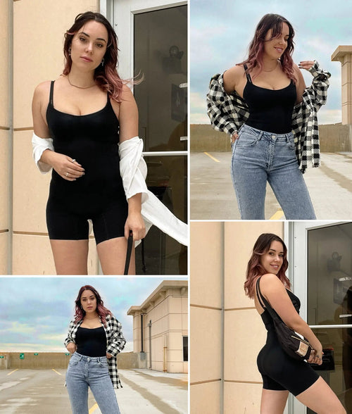Reinforced-Panel Mid-Thigh Bodysuit