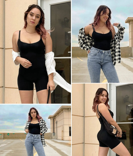 Reinforced-Panel Mid-Thigh Bodysuit