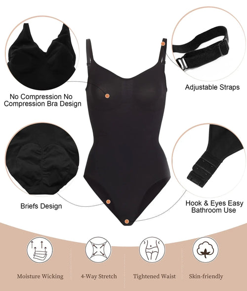 Shapewear Bodysuit With High-Cut Leg Seamless Medium Plus Compression