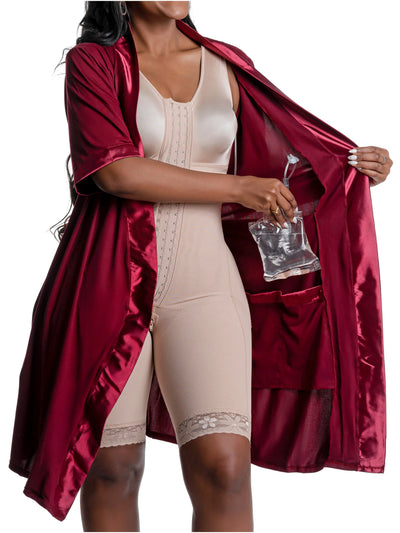 Post Surgery Recovery Night Gown Robe with Drain Pockets | ¾ Sleeves
