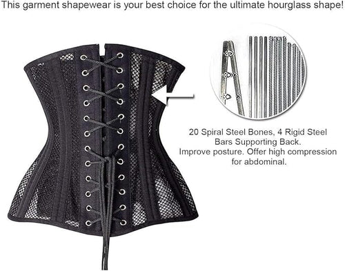 24-Bone Longline Underbust Corset with Steel Boning and Waist Tape Support