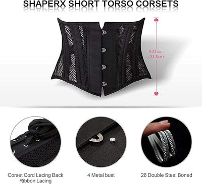 26-Bone Mesh Short-Torso Underbust Corset