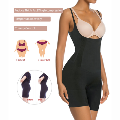 Open-Bust Reinforced-Panel Mid-Thigh Bodysuit