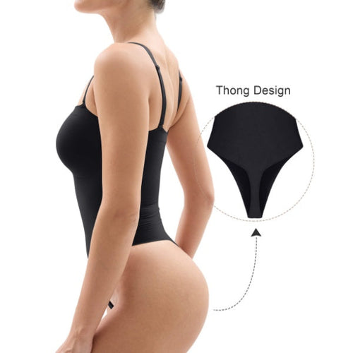 Strapless Thong Shapewear Bodysuit with Medium-Strong Compression and Snap Closure