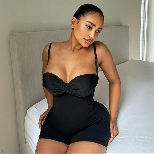 Shapewear Bodysuit Open Bust Mid Thigh Seamless Medium Compression Butt Lift