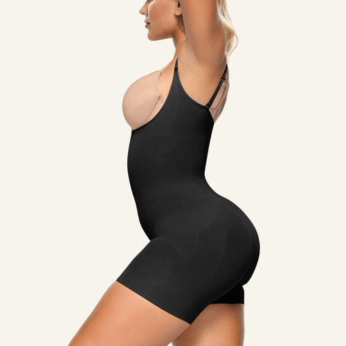 Shapewear Bodysuit Open Bust Mid Thigh Seamless Medium Compression Butt Lift