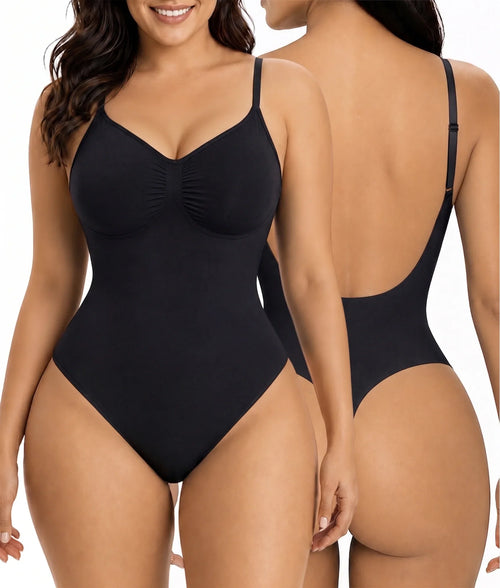 Shapewear Bodysuit Low Back Seamless Thong With Tummy Smoothing
