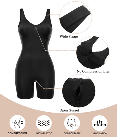 Wide-Strap Seamless Mid-Thigh Bodysuit