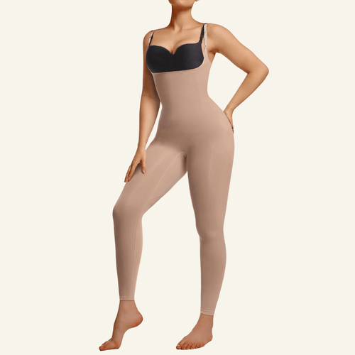 3-In-1 Open-Bust Seamless Bodysuit Full-Length Medium Control Shapewear
