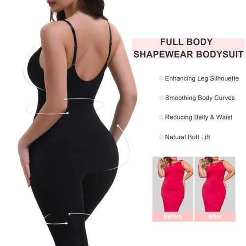 3-In-1 Seamless Full-Length Bodysuit: 360 Shaping, Open Gusset