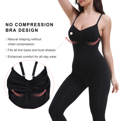 3-In-1 Seamless Full-Length Bodysuit: 360 Shaping, Open Gusset