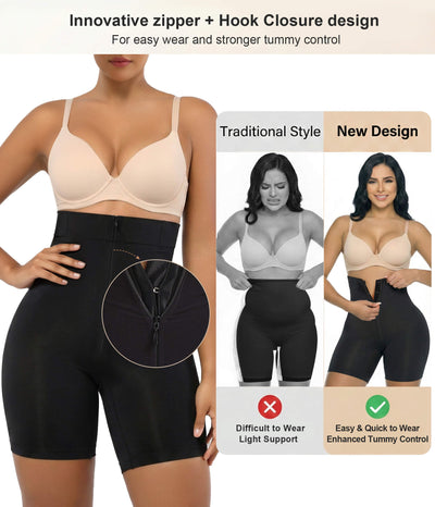 High-Waist Zip-Up Shaper Shorts
