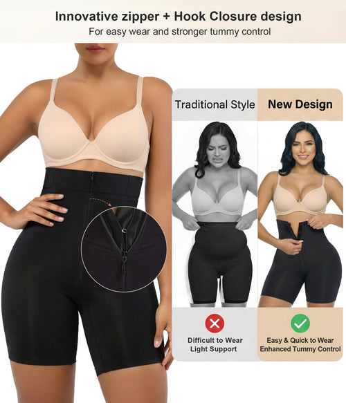 High-Waist Zip-Up Shaper Shorts