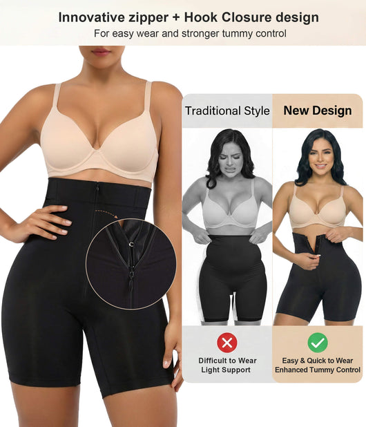 High-Waist Zip-Up Shaper Shorts