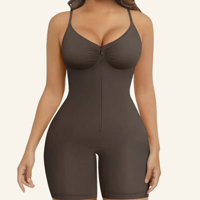 Zip-Up Front Mid-Thigh Bodysuit