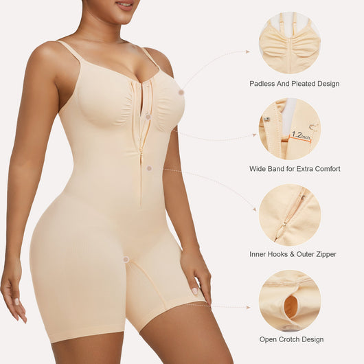 Zip-Up Front Mid-Thigh Bodysuit