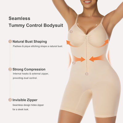 Zip-Up Front Mid-Thigh Bodysuit