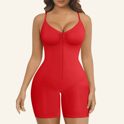 Zip-Up Front Mid-Thigh Bodysuit