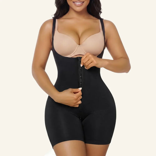 Bodysuit Open-Bust Bonded Zip-Up Mid-Thigh Faja-Level Control