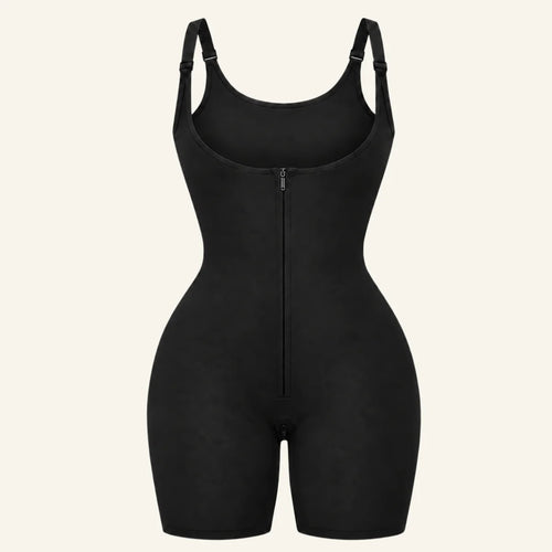 Bodysuit Open-Bust Bonded Zip-Up Mid-Thigh Faja-Level Control