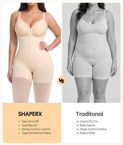 Shapewear Bodysuit Full Body Shaper With Built-In Sheer Tights And Tummy Control