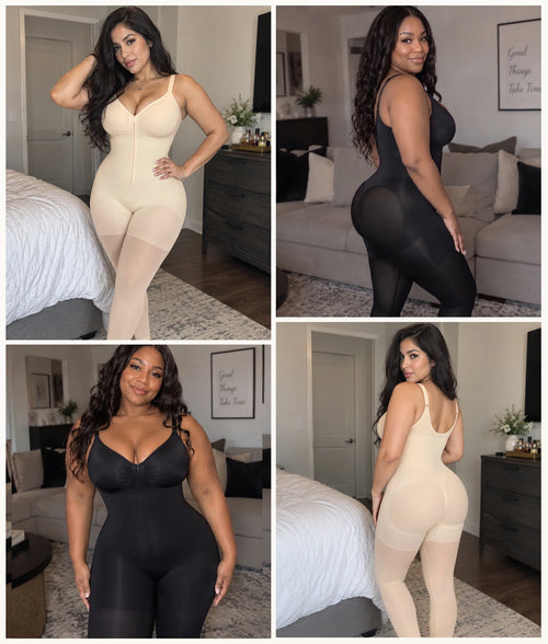 Shapewear Bodysuit Full Body Shaper With Built-In Sheer Tights And Tummy Control