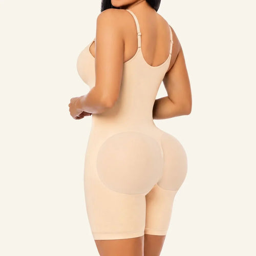 Shapewear Bodysuit Zip-Front Brief With Bonded Core Panel