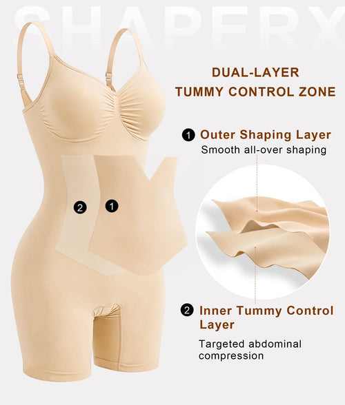 X-Panel Open-Gusset Mid-Thigh Bodysuit