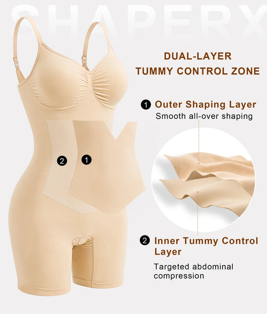 X-Panel Open-Gusset Mid-Thigh Bodysuit