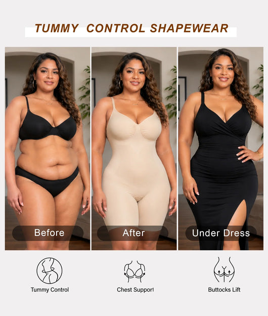X-Panel Open-Gusset Mid-Thigh Bodysuit